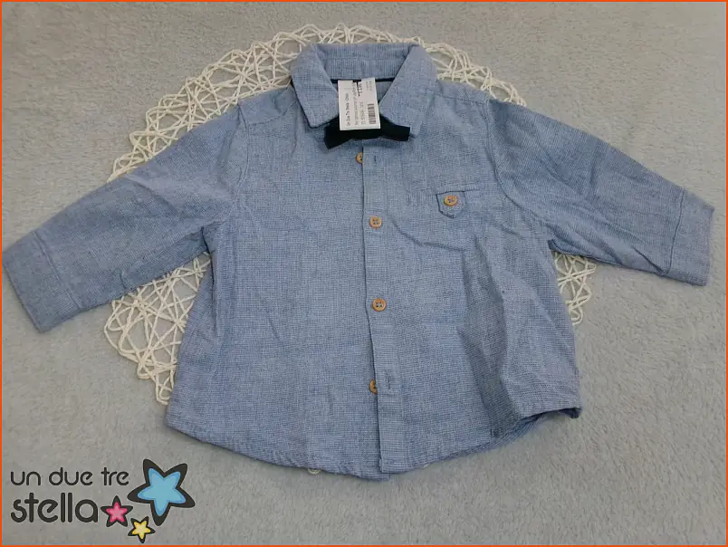 8755/24 - 6m camicia azzurra con papillon farfallino KIABI