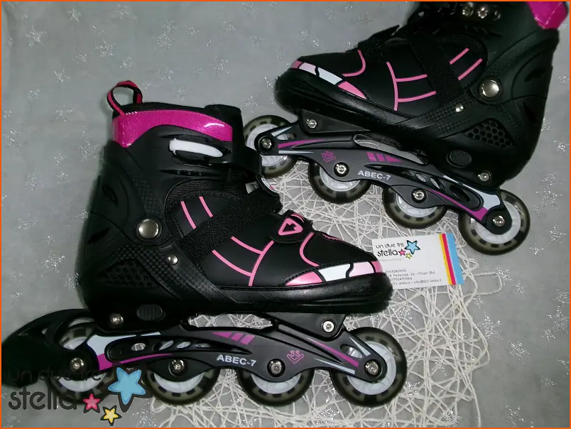 288/24 - 39/42 pattini roller nero rosa glitter ABEC7